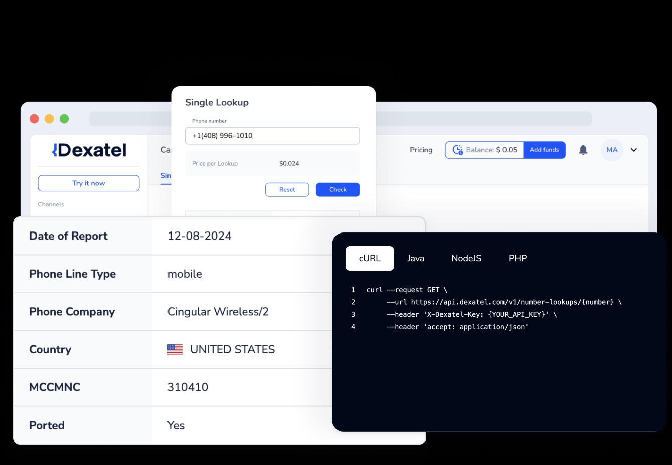 Verification code received via API on mobile device