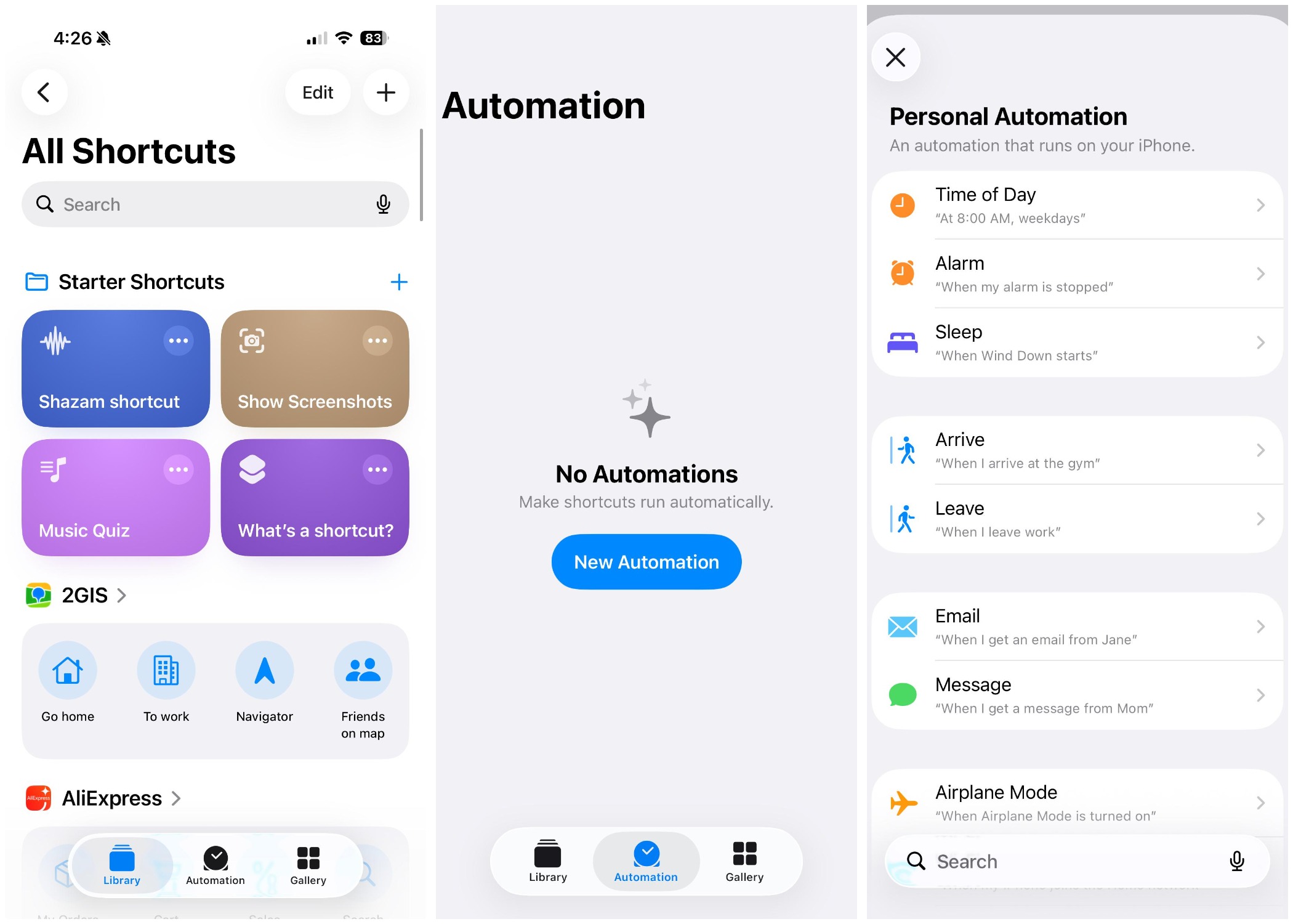 Screenshots of message automation process in iPhone