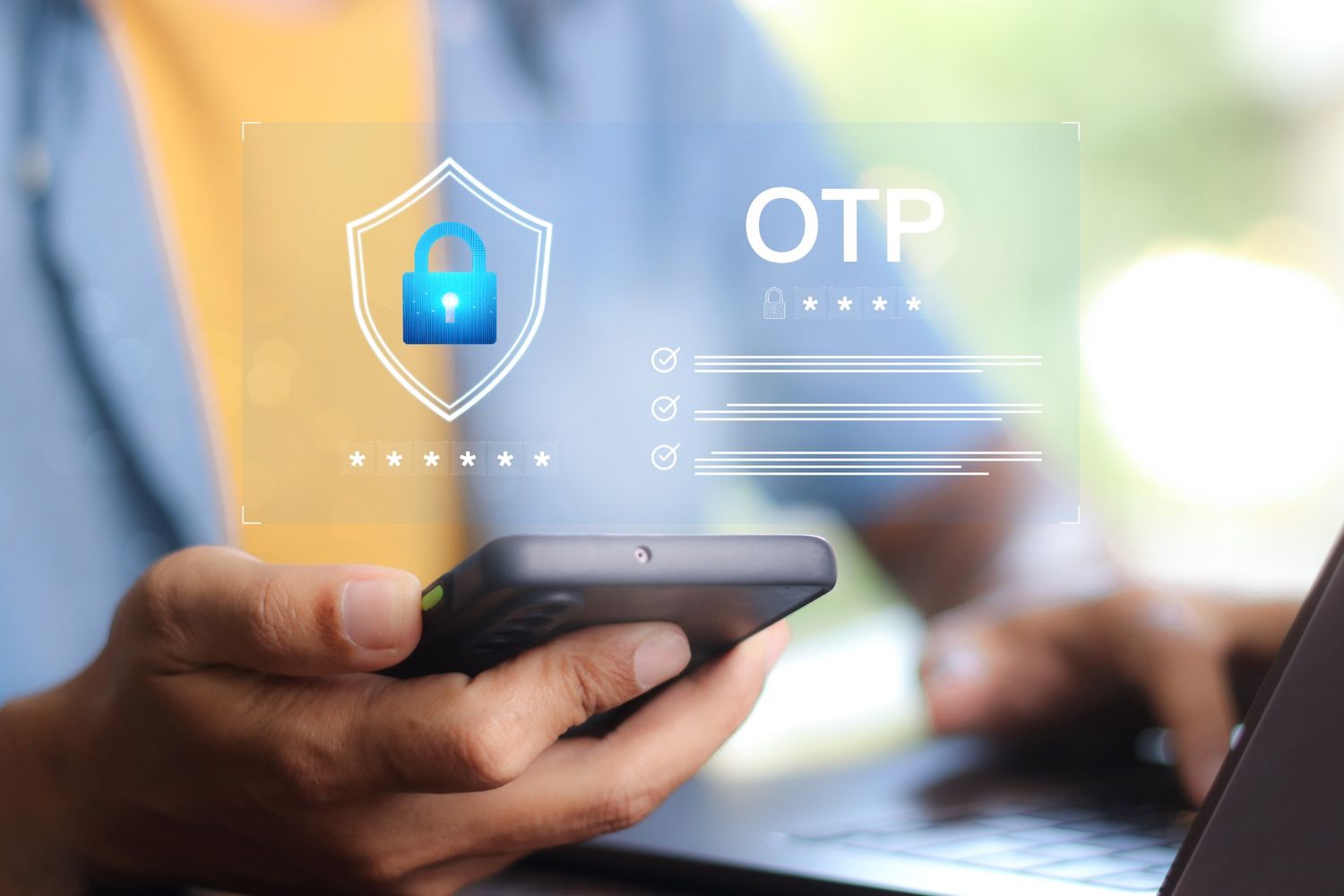 Man doing OTP verification on phone