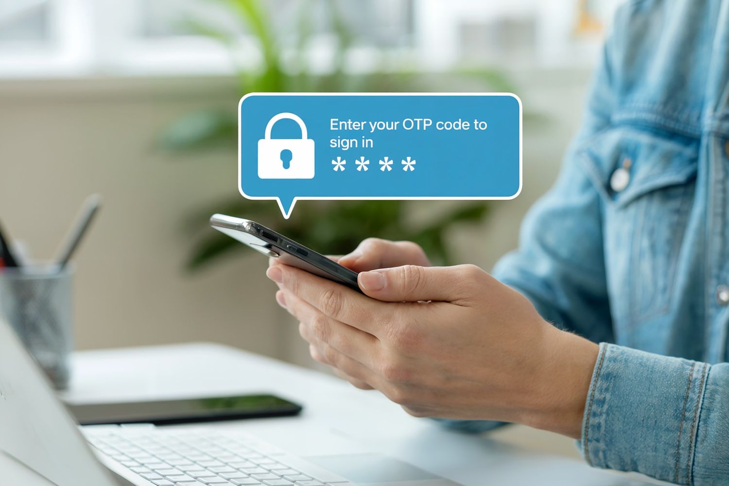 Man entering password for OTP verification.
