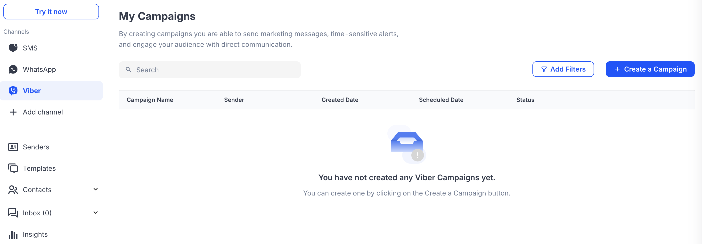 Create Viber Campaign with Dexatel