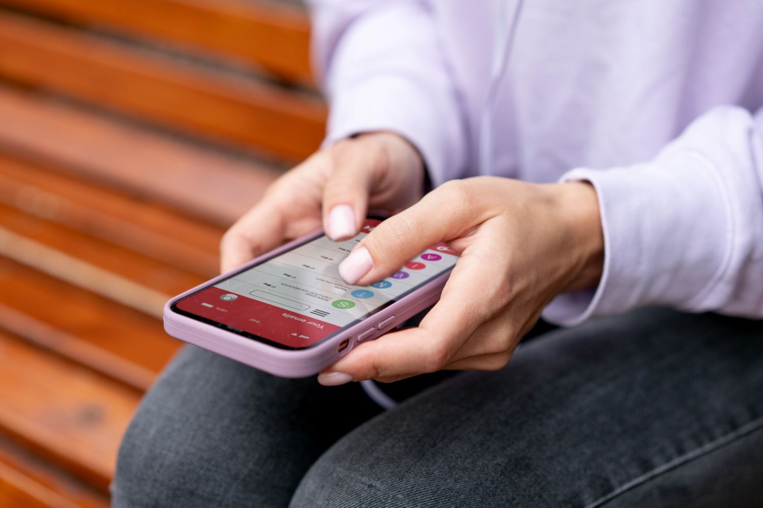 Woman with Android phone in hand