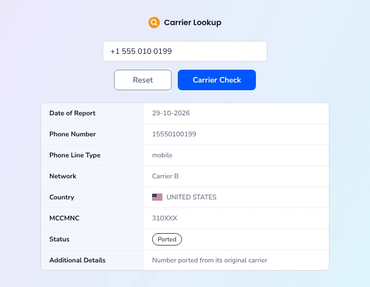 Free carrier lookup tool